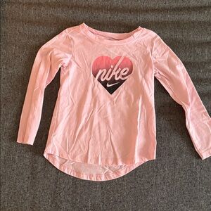 Nike Kids Pink Heart Long Sleeve Tee